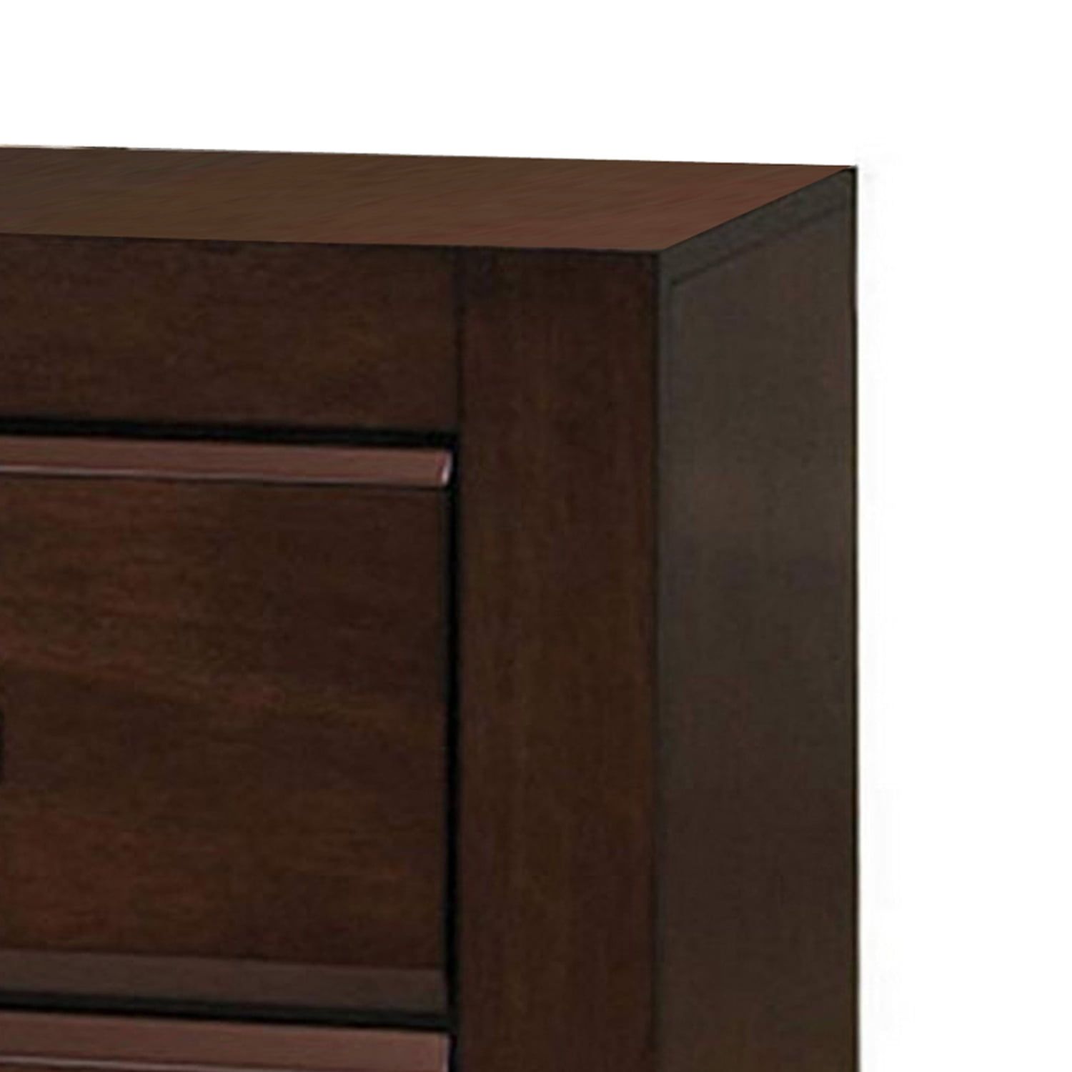 Sleek Walnut Finish Wood Nightstand with Dual Drawers