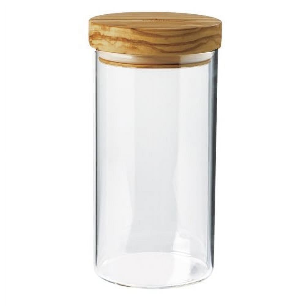 Elegant Borosilicate Glass Jar with French Olive Wood Lid, 900ml