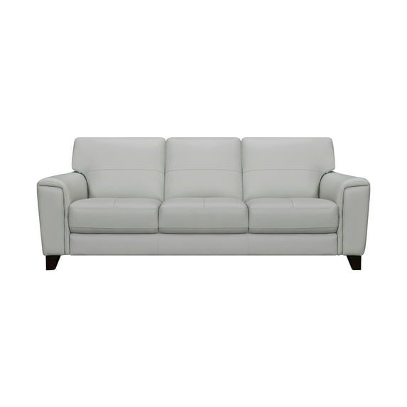 Modern 88" Dove Gray Genuine Leather Lawson Sofa with Track Arms
