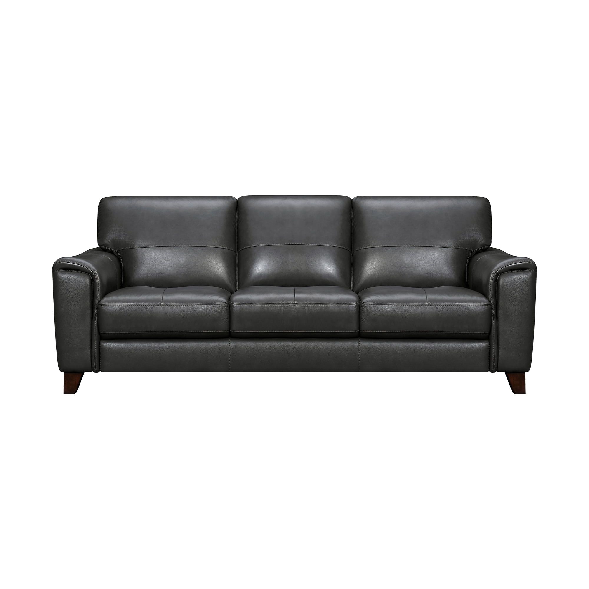 Contemporary Bergen 88" Pewter Genuine Leather Sofa with Wood Frame