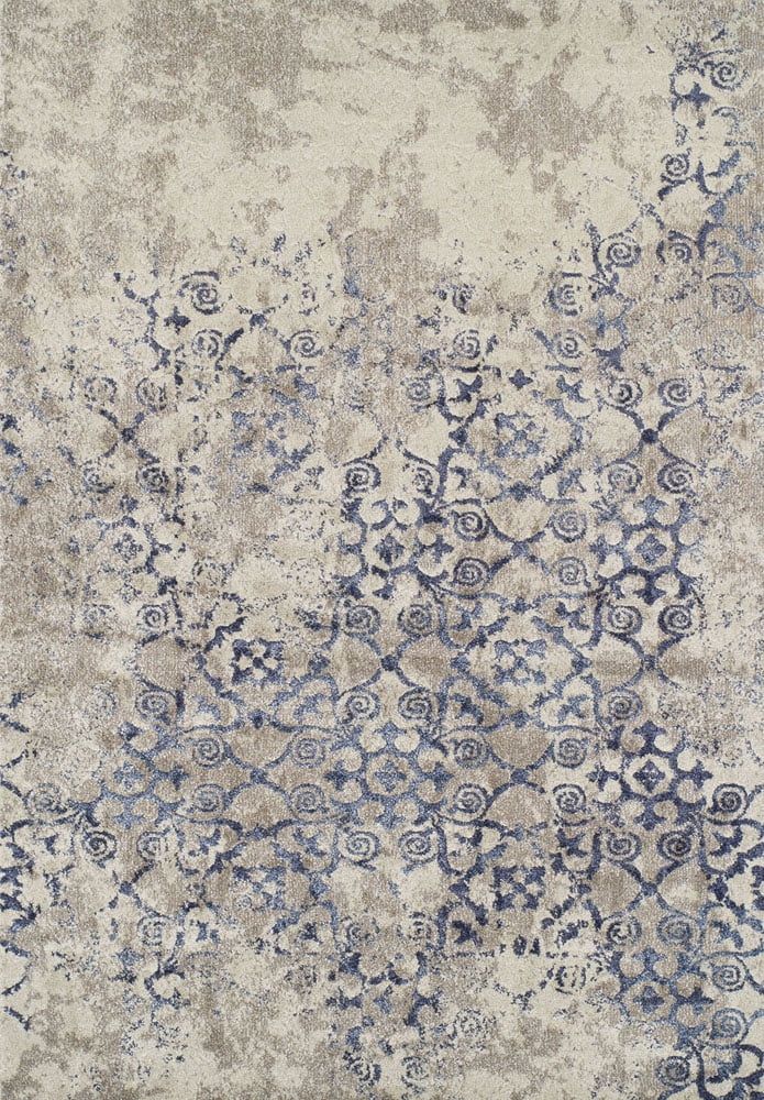 Antigua Linen and Blue Rectangular Tufted Rug
