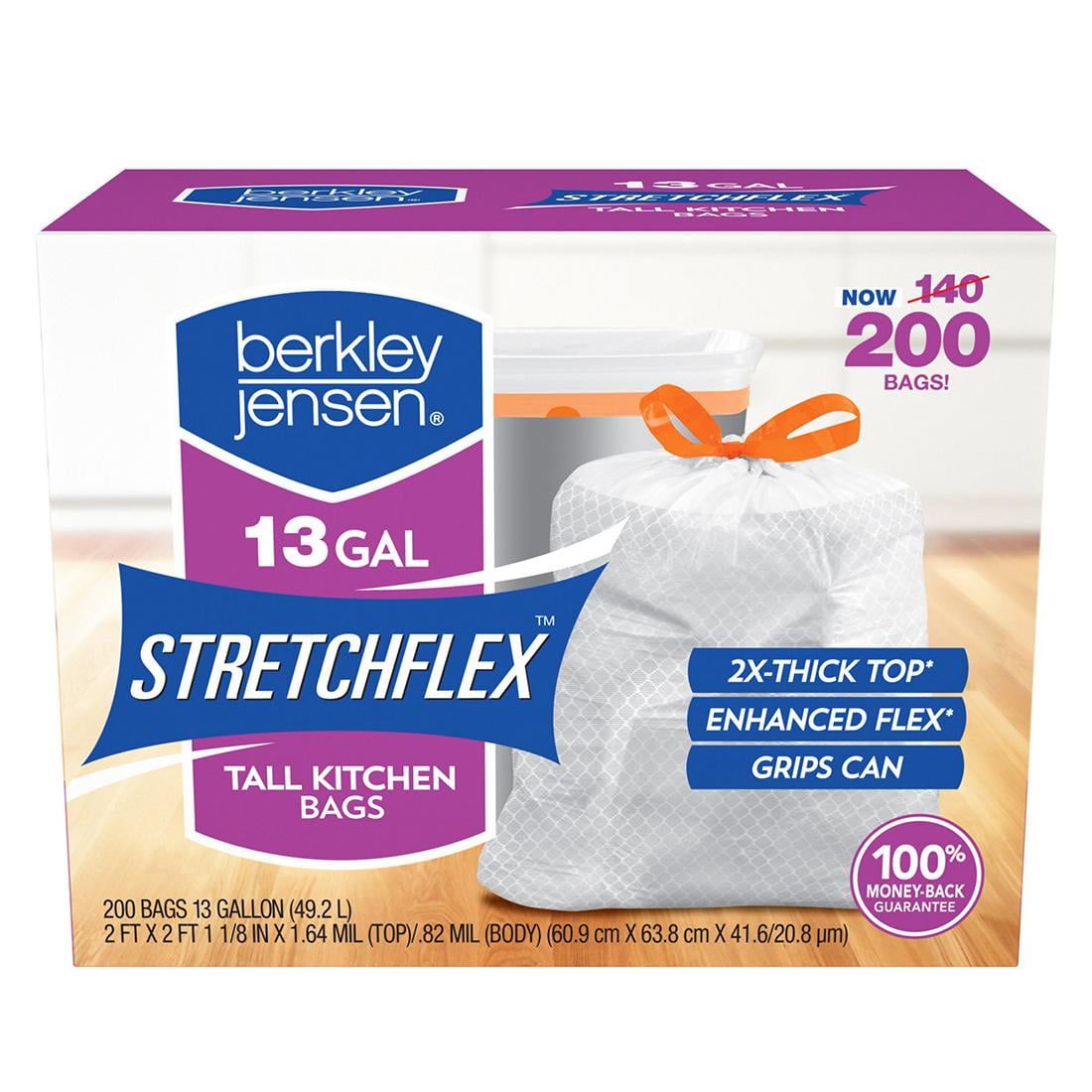 Berkley Jensen 13 Gallon White Drawstring Kitchen Trash Bags, 200 ct.