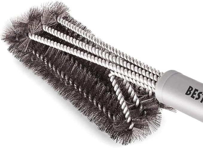 18" Stainless Steel BBQ Grill Brush with Wire Bristles and Scraper