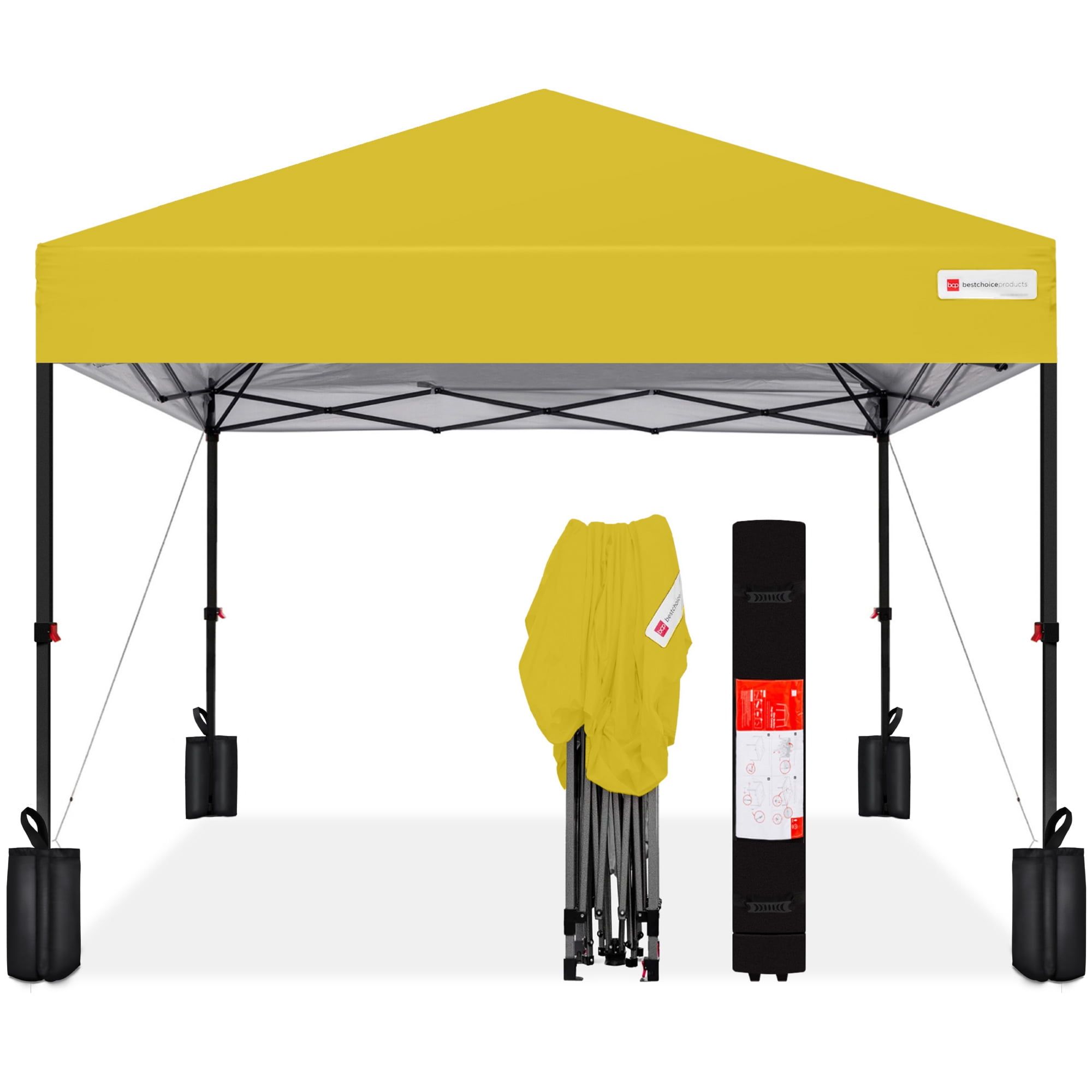 Yellow 12x12ft Adjustable Height Pop-Up Canopy Tent with Storage Bag