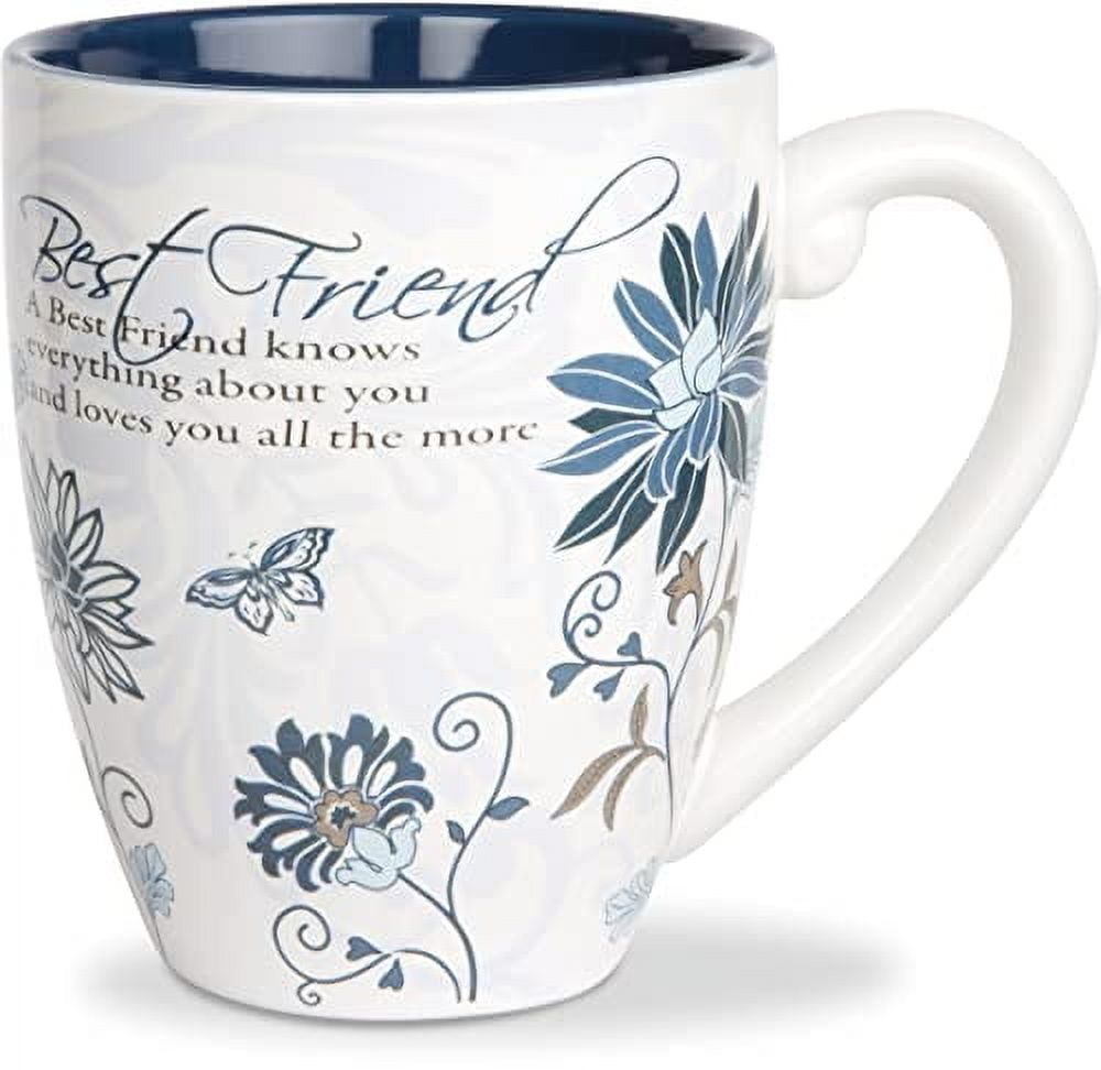 Best Friend White Ceramic 20 oz Floral Mug