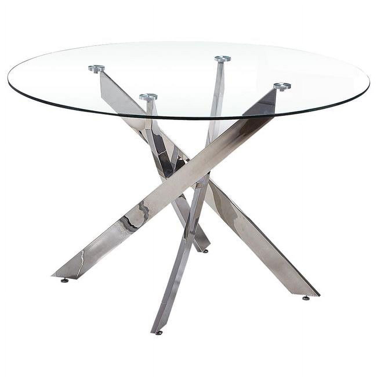 Contemporary Round 47" Glass Dining Table with Chrome Base