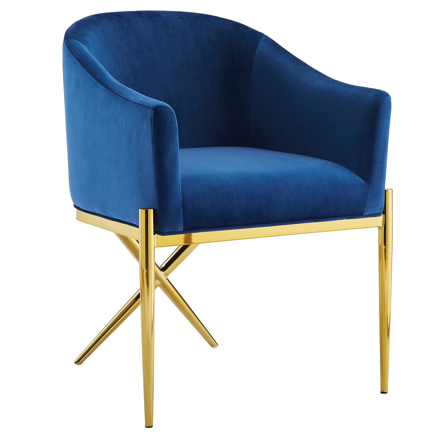 Dalton Low-Back Navy Velvet Side Chair with Metal Legs