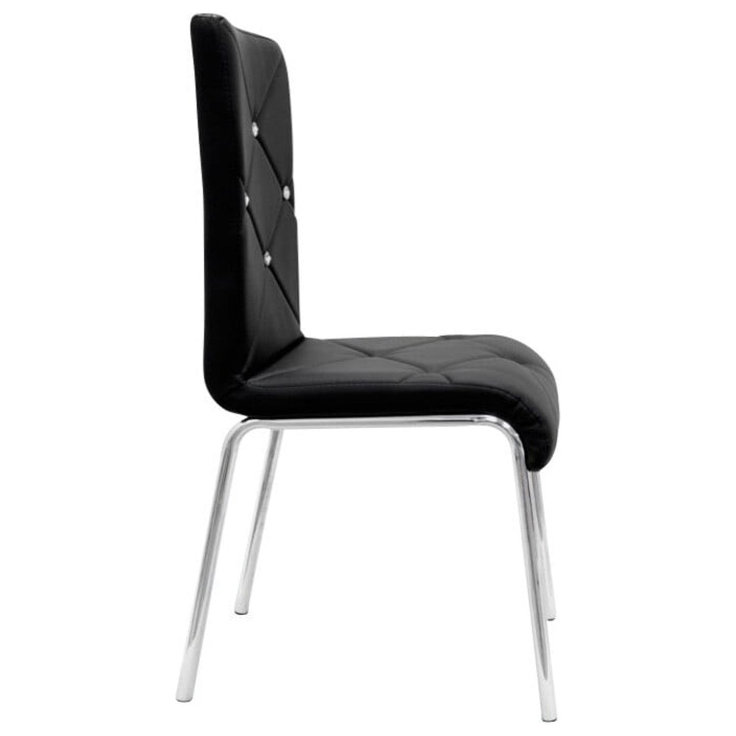 Black Faux Leather Upholstered Side Chair with Metal Legs