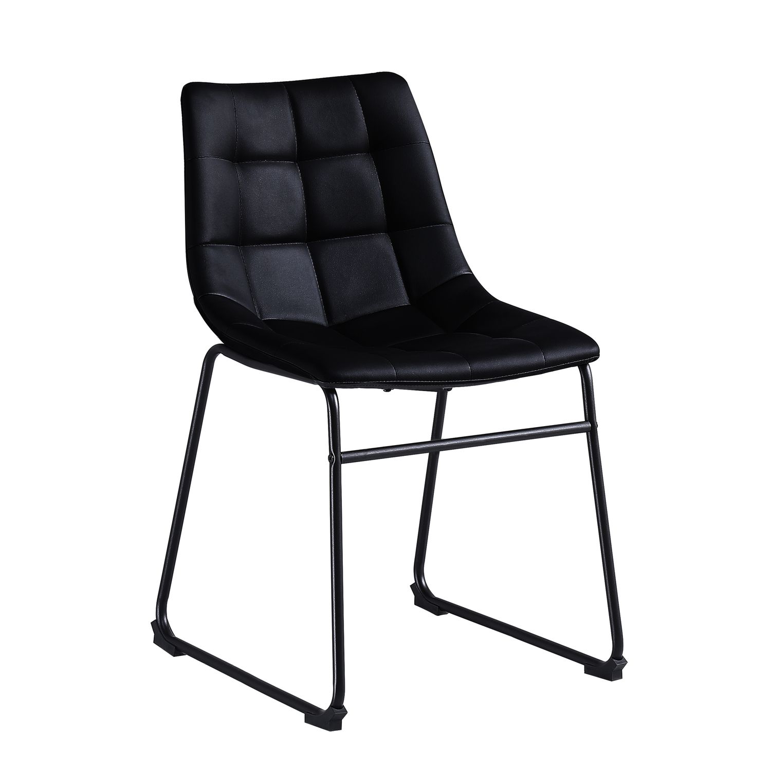 Matte Black Faux Leather Metal Side Chair Set