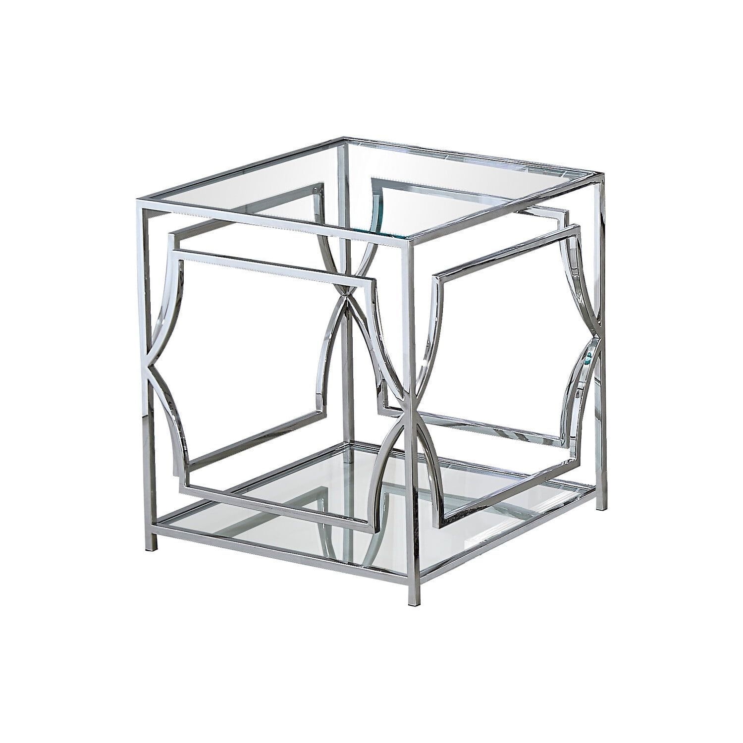 Abigail Silver Stainless Steel and Glass End Table