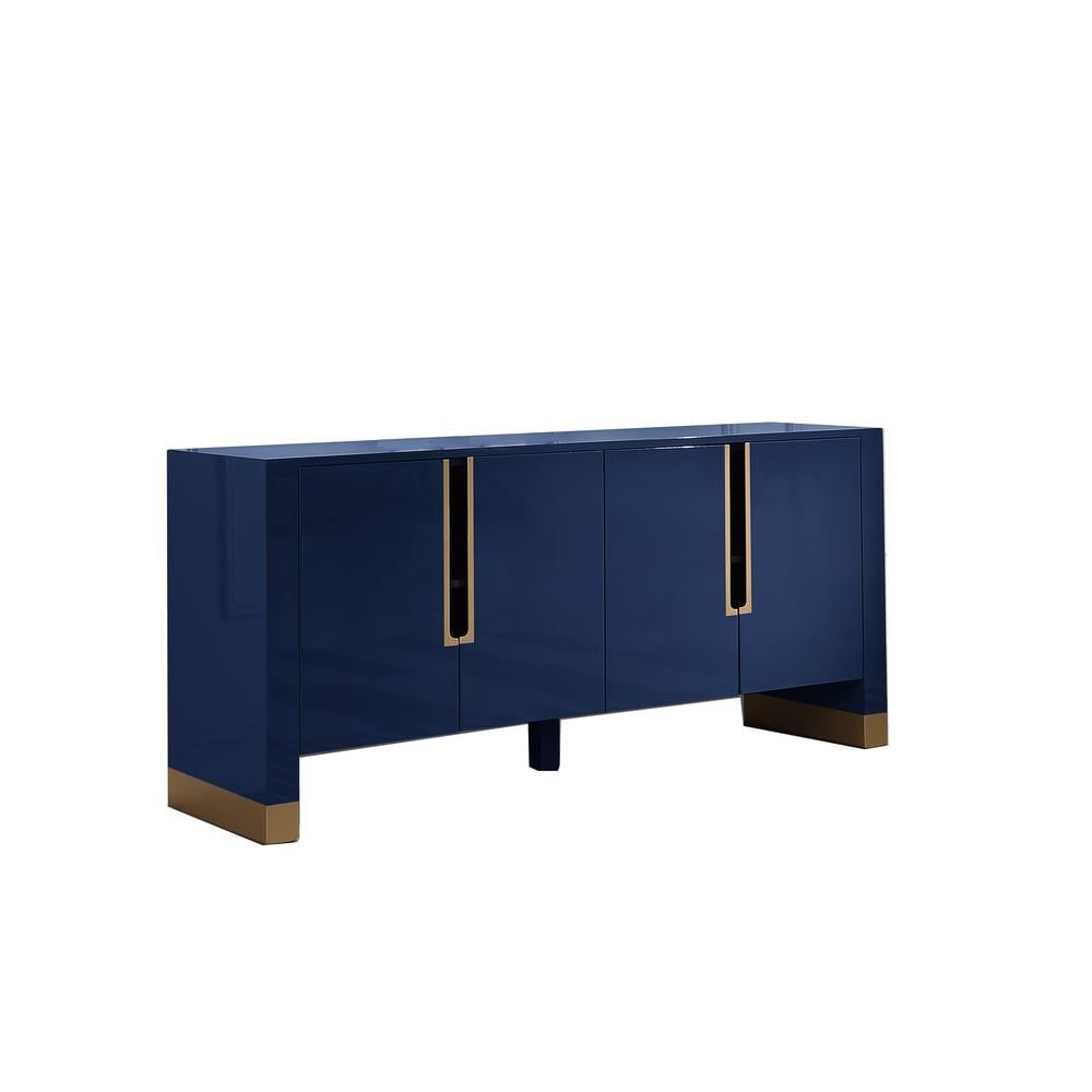 Navy and Gold 68" Modern Sideboard with Soft-Close Drawers