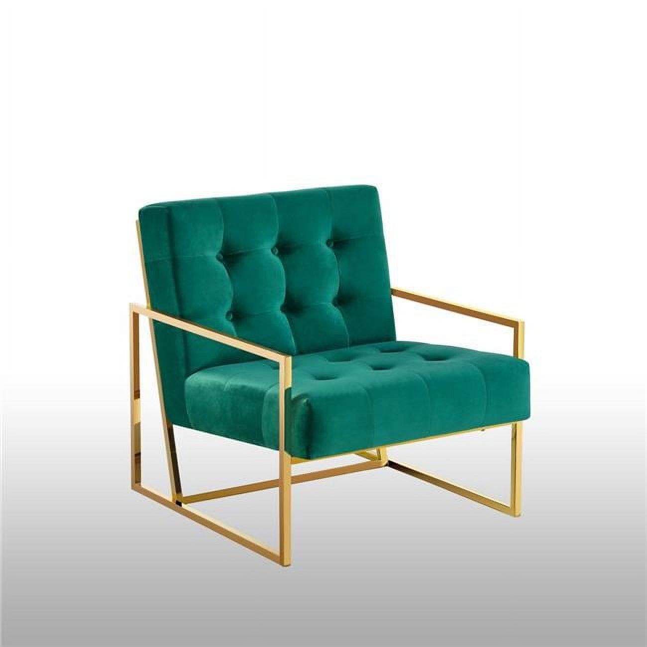 Teal Velvet and Gold Metal Lawson Accent Chair