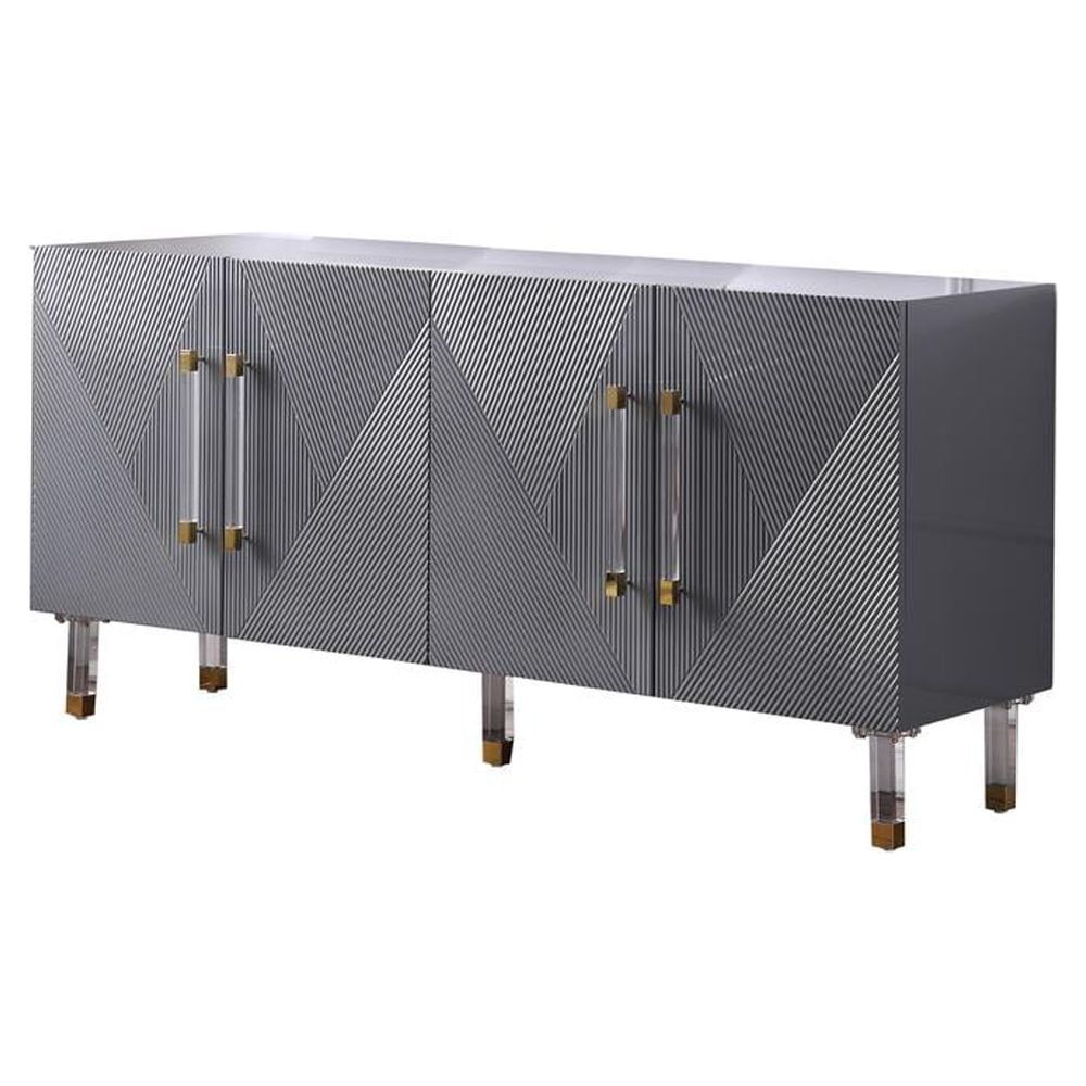 Fenella 65" Gray and Gold Modern Wood Sideboard