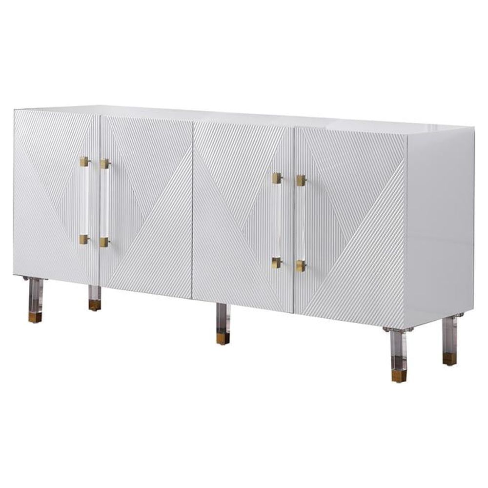 Fenella 65" White Lacquer Sideboard with Gold Accents