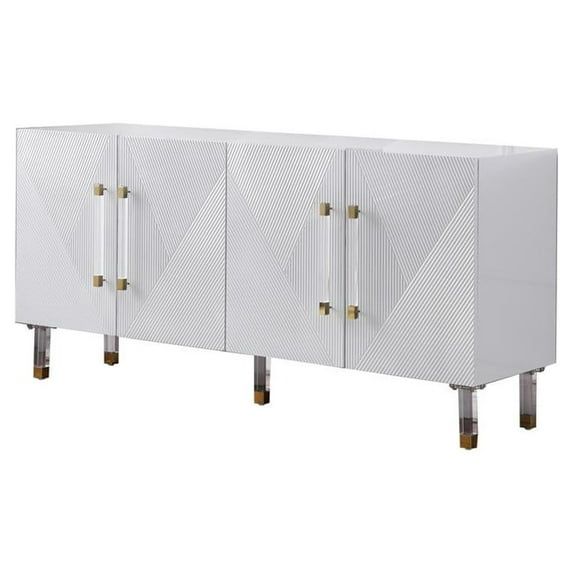 Fenella 65" White Lacquer Sideboard with Gold Accents