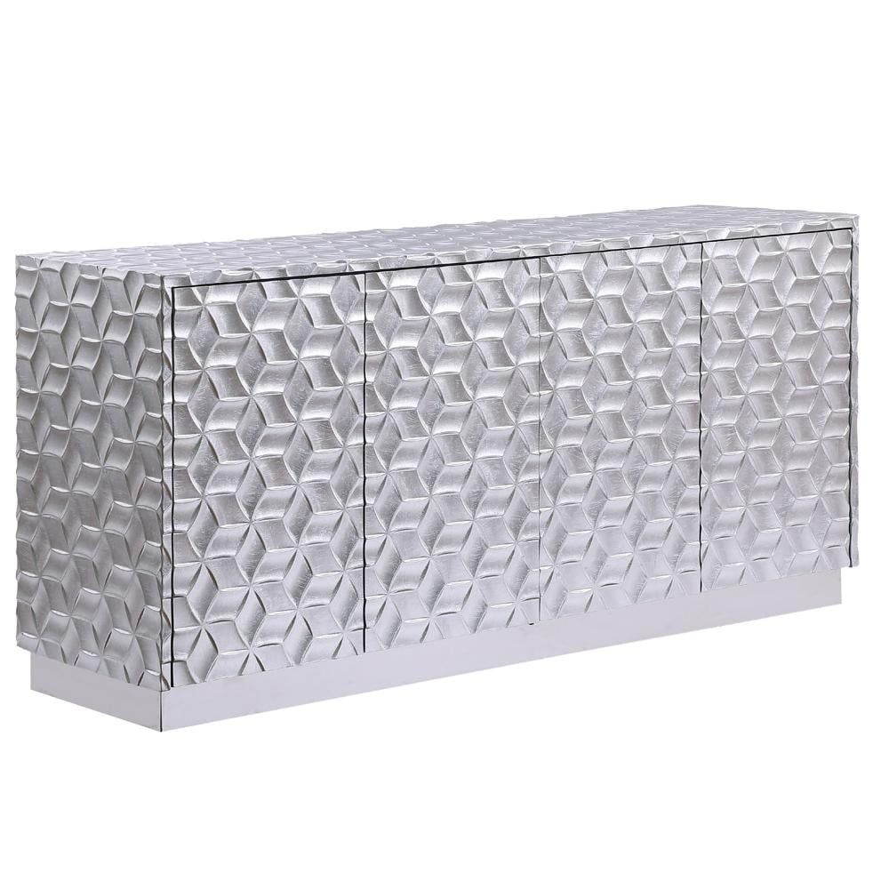 Ferdi 65" Silver Geometric Pattern Sideboard