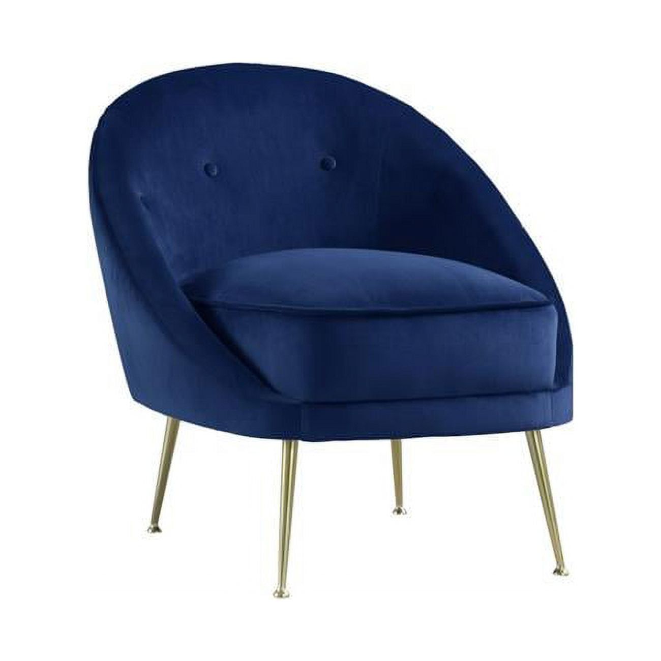 Navy Velvet Curved Accent Chair with Gold Legs