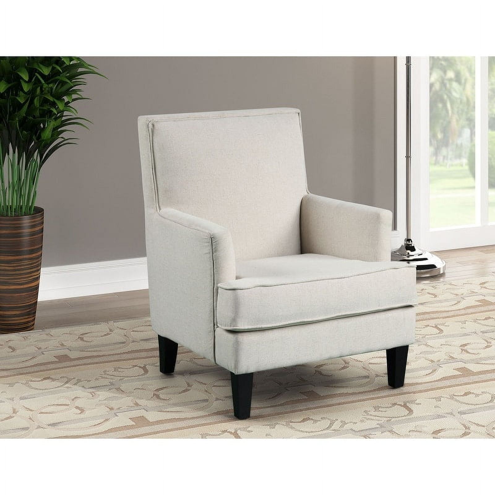 Classic Beige Velvet Accent Armchair with Manufactured Wood