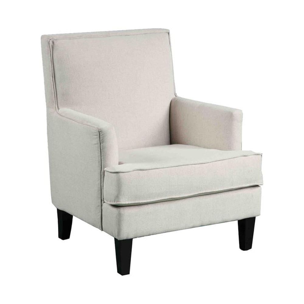 Classic Beige Velvet Accent Armchair with Manufactured Wood