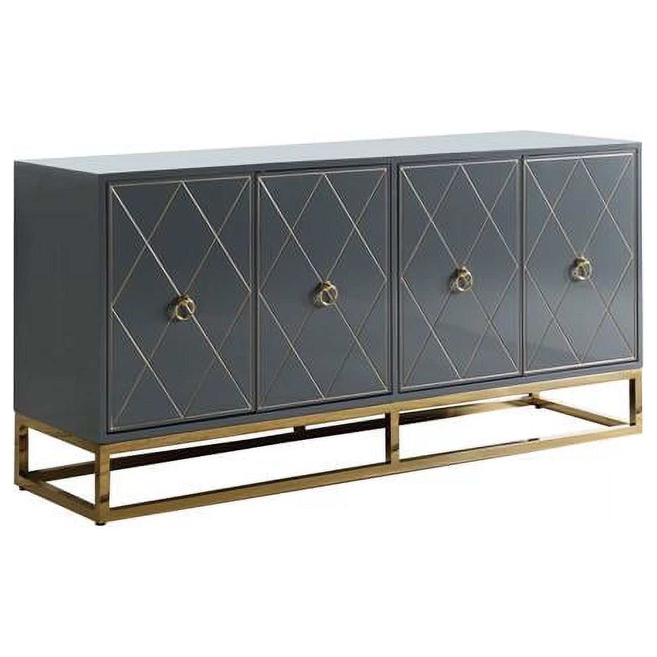 Gray and Gold 64" Modern Sideboard with Lacquer Finish