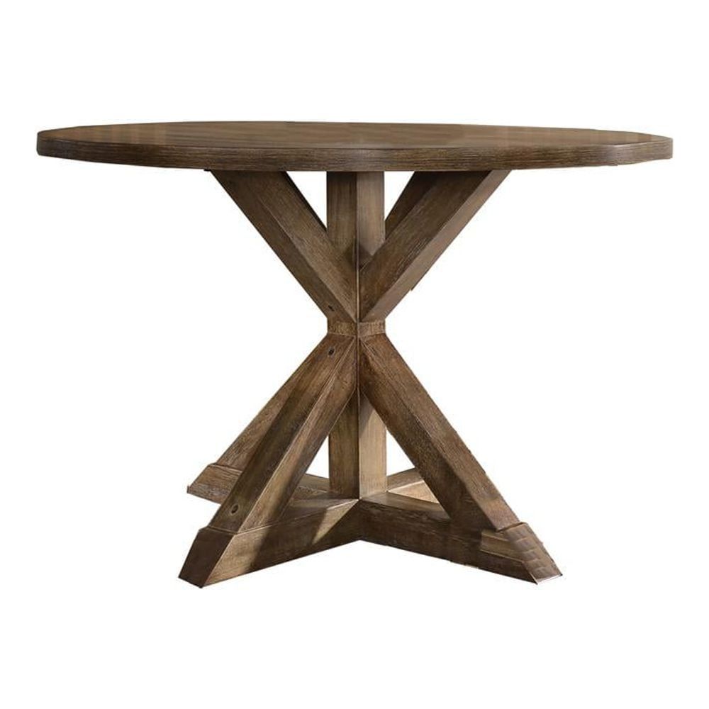 Venus 48" Round Reclaimed Wood Dining Table in Antique Oak