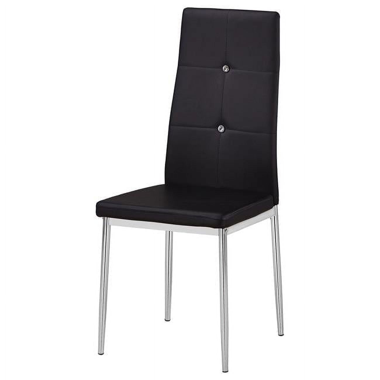 Black Faux Leather and Chrome Parsons Side Chair Set