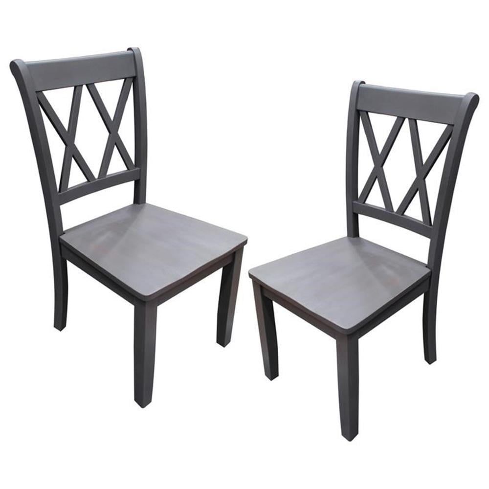 Luxembourg Rustic Gray Solid Wood High-Back Side Chair, Set of 2