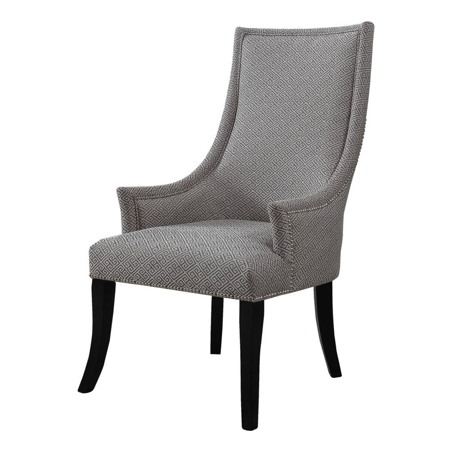 Gray and Taupe Wood Accent Chair with Nailhead Trim