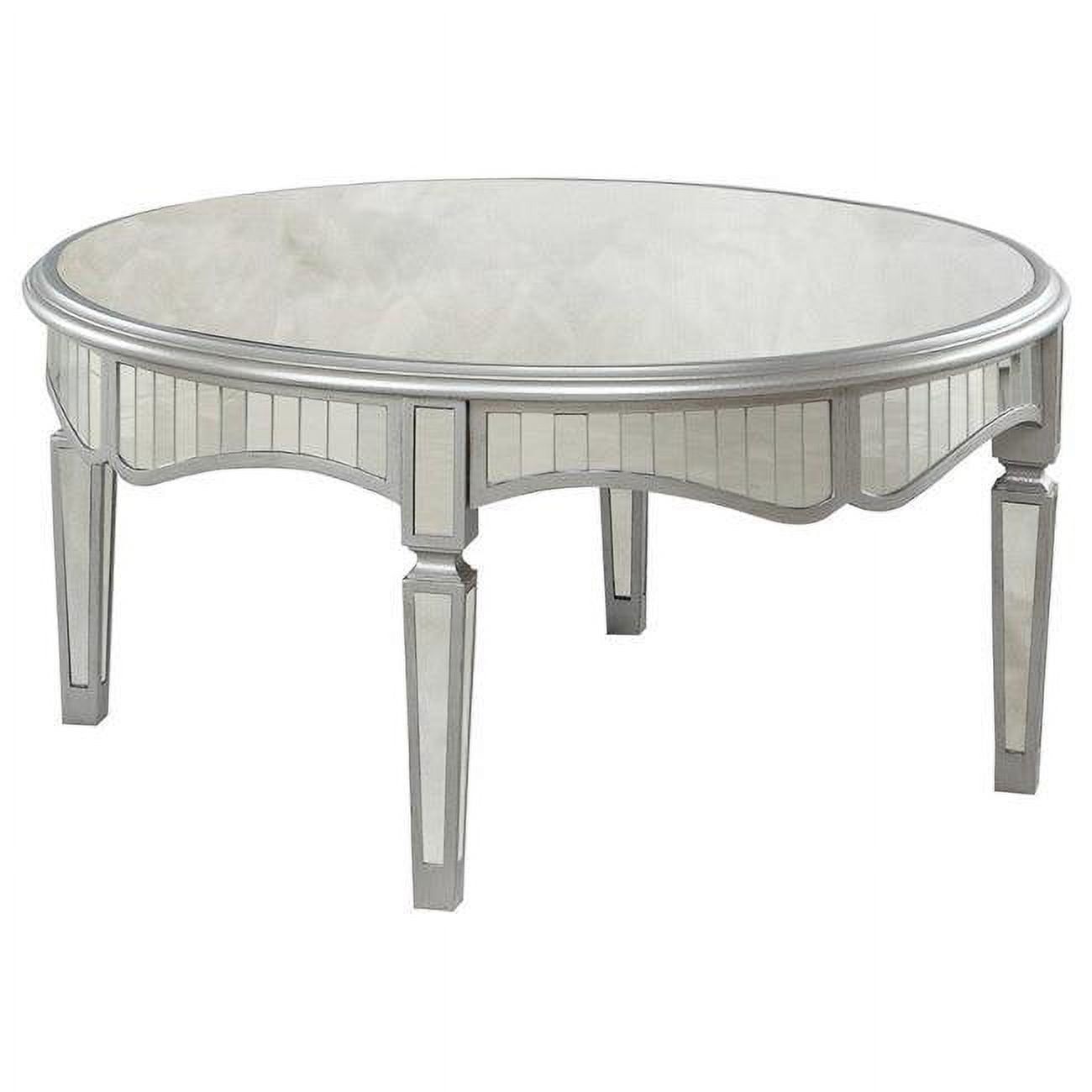 Elegant Round Mirrored Glass Coffee Table with Silver Accents