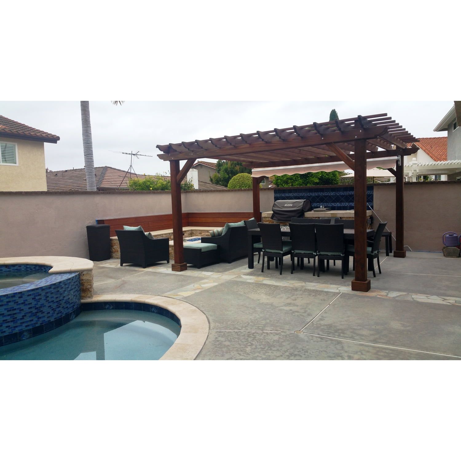 Mission Brown 16x16 Redwood Square Pergola