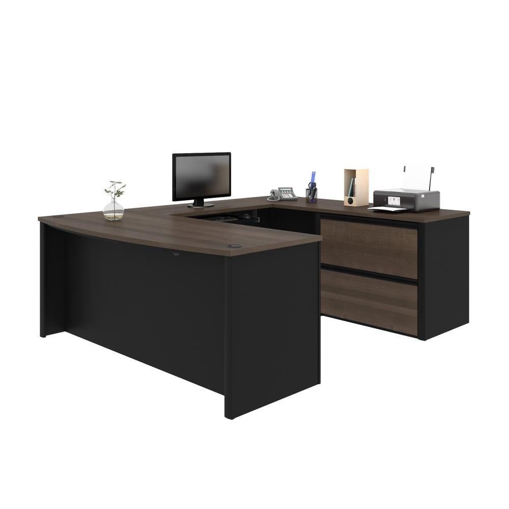 Antigua & Black U-Shaped Executive Home Office Desk with Filing Cabinet