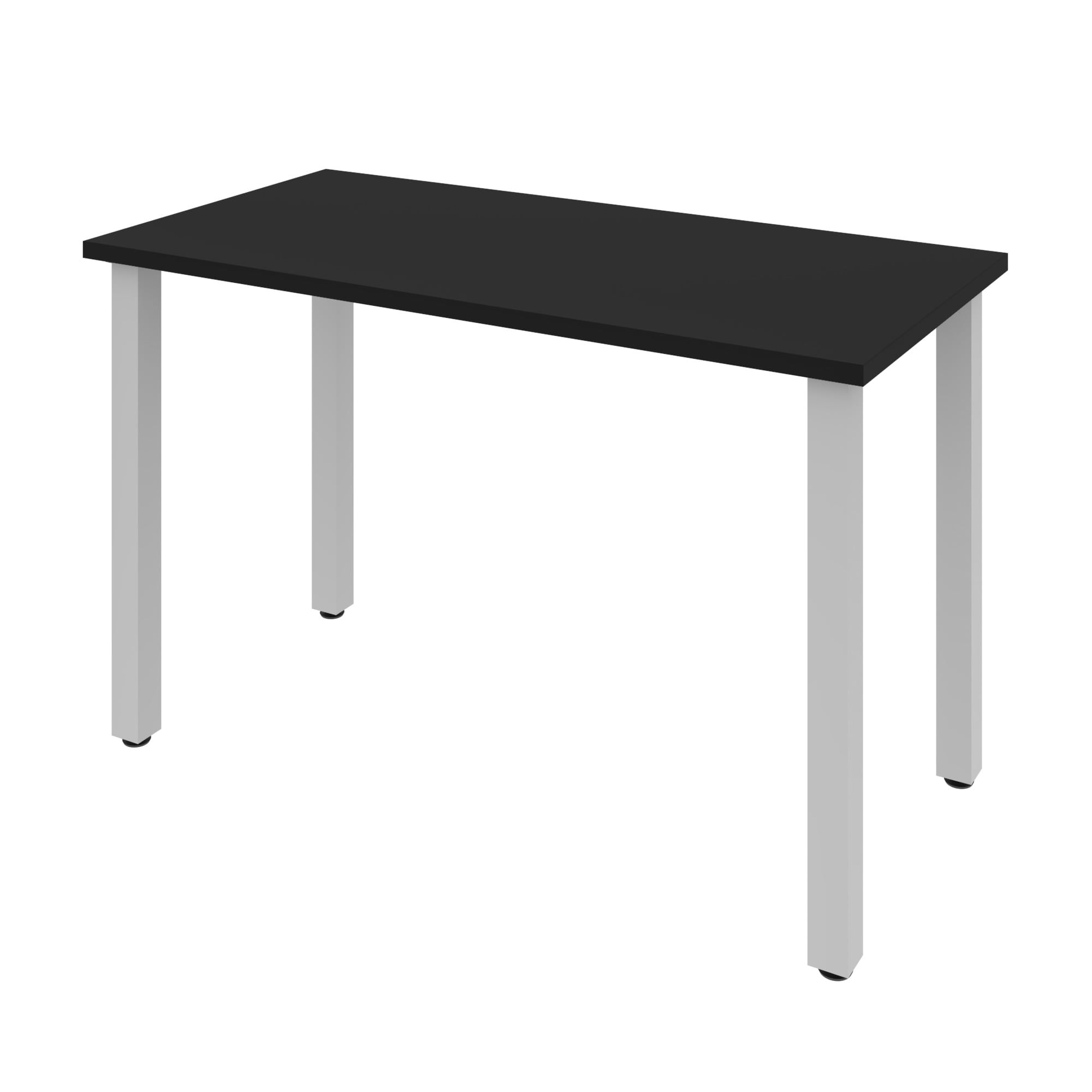 Modern Black Home Office Desk with Square Metal Legs, 47.6"