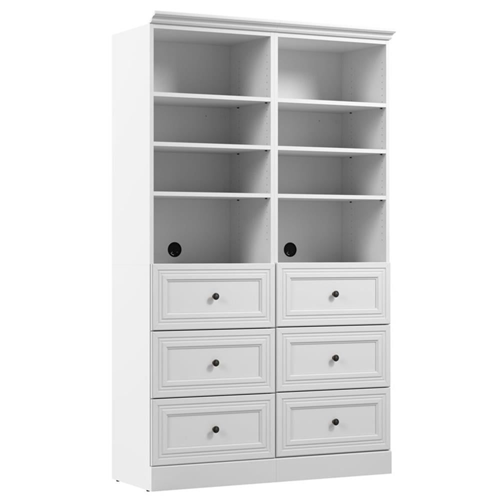 Bestar Versatile 50" White Engineered Wood Closet Organizer with Drawers