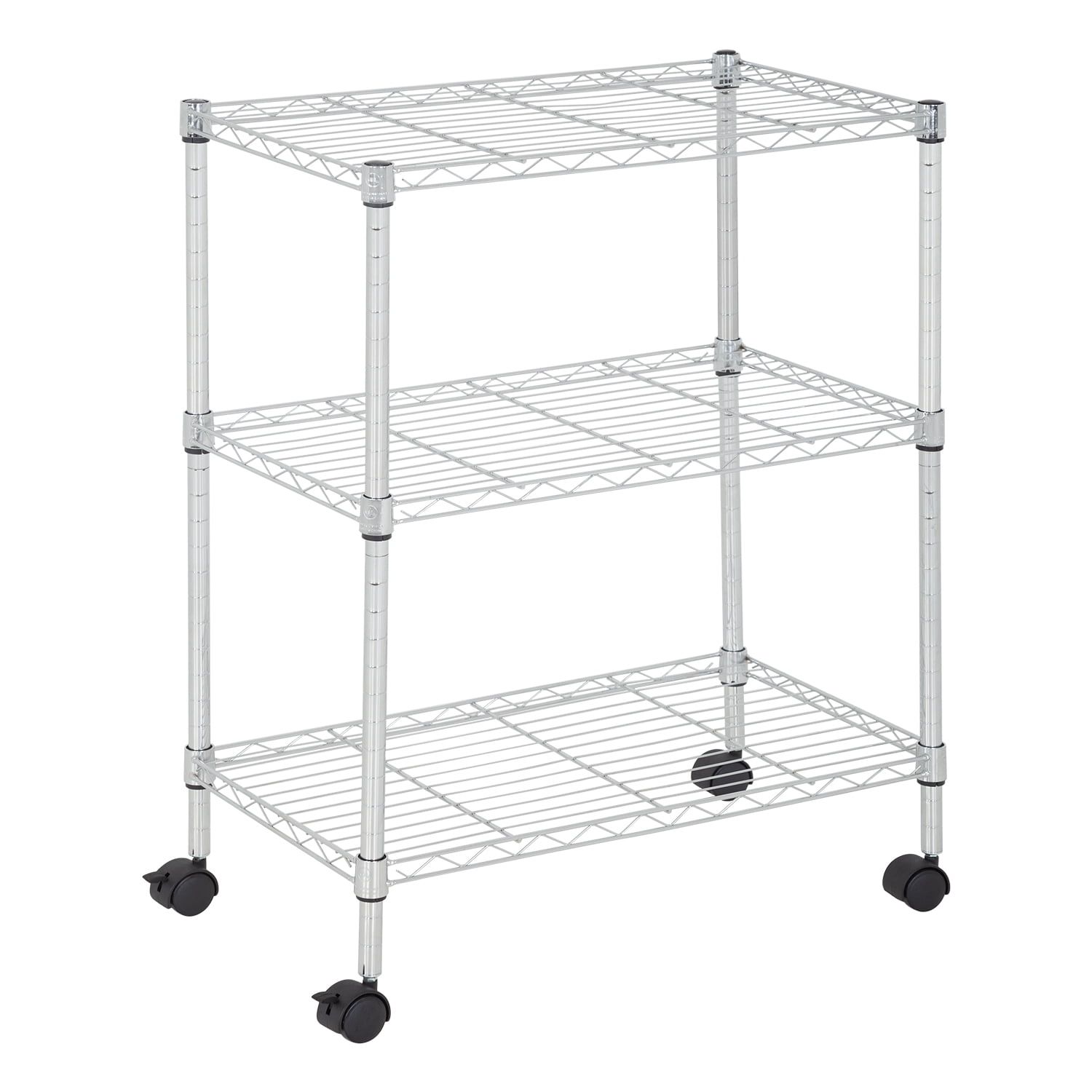 Chrome 3-Tier Wire Shelving Unit with Wheels