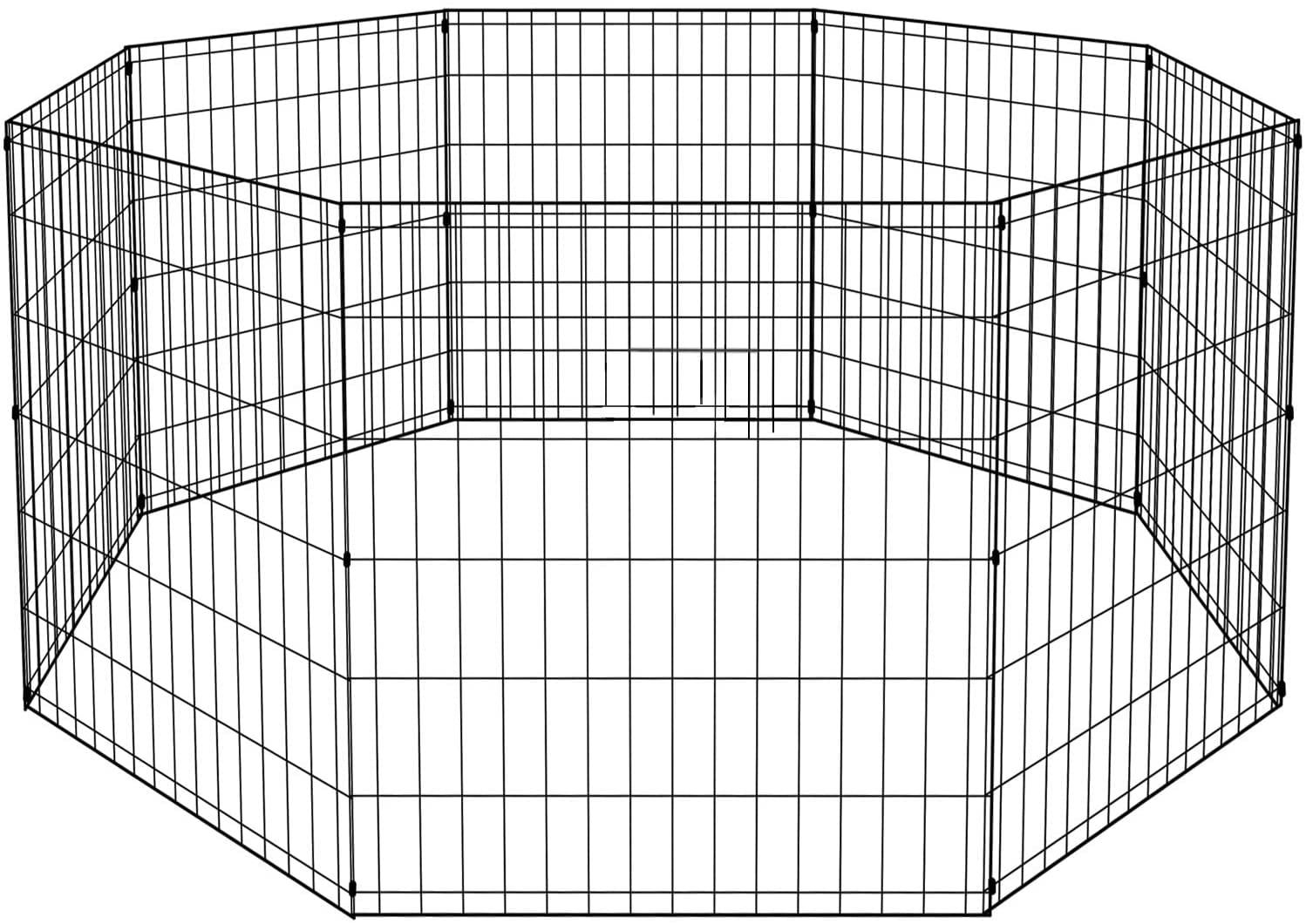 Black Metal 30" Dog Playpen with 8 Panels