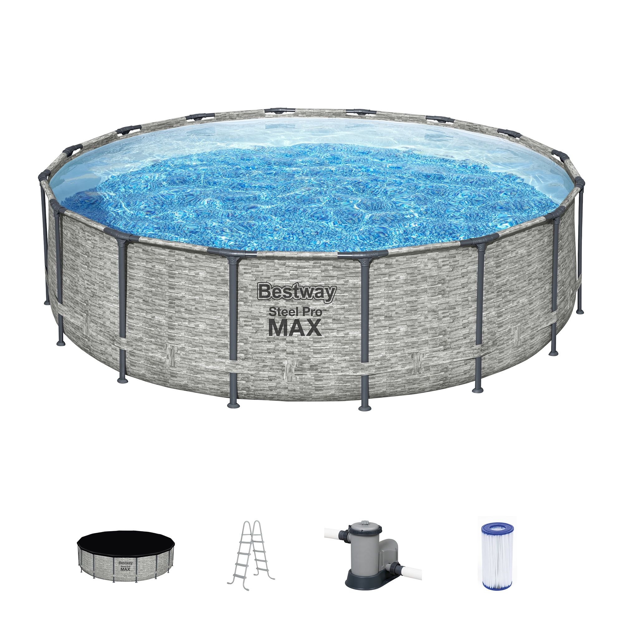 Bestway Steel Pro MAX 16 ft Round Above Ground Pool Set with Filter Pump