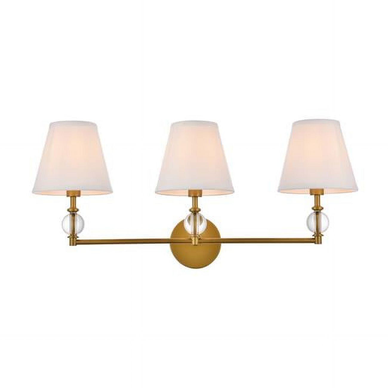 Bethany 3-Light Brass and White Fabric Wall Sconce