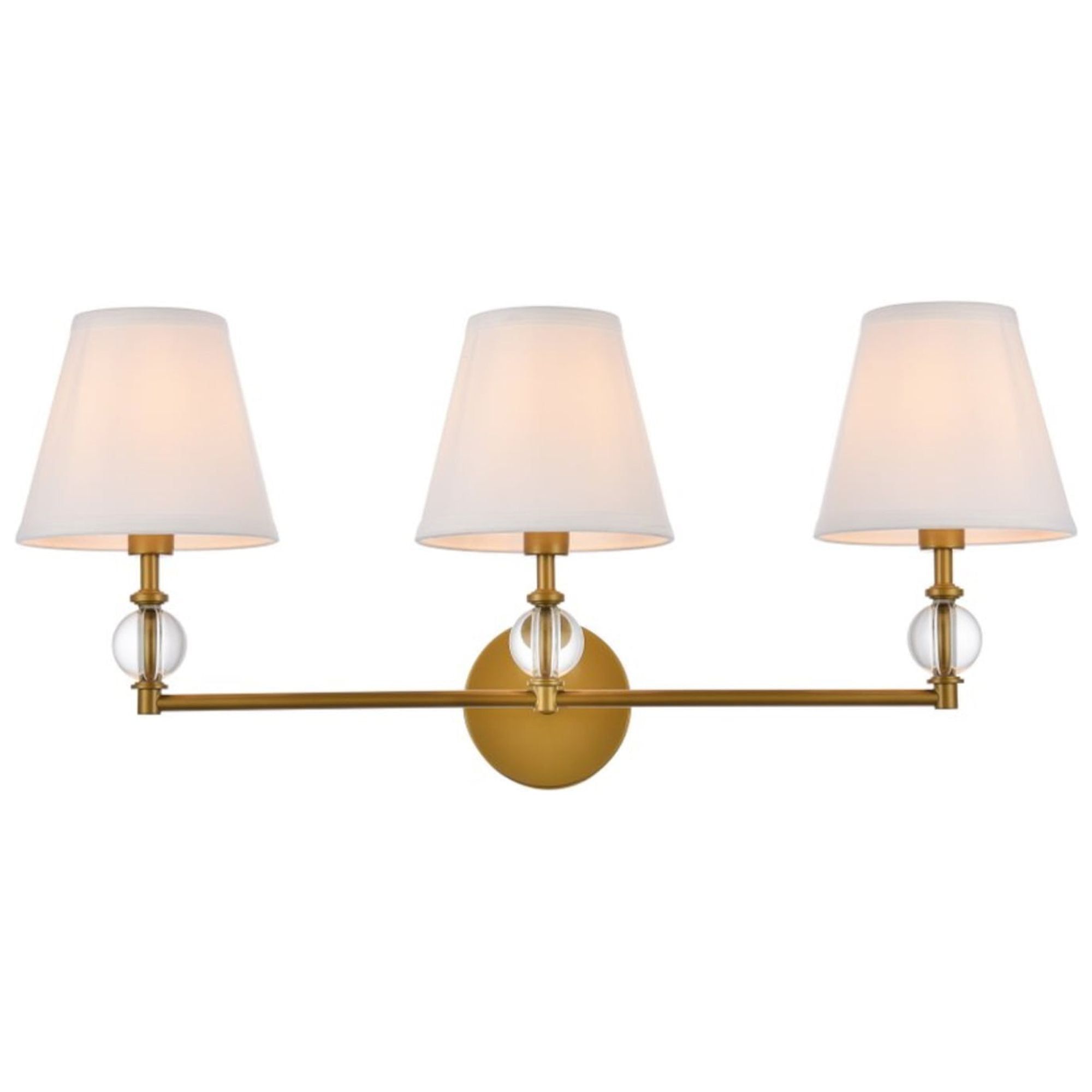 Bethany 3-Light Brass and White Fabric Wall Sconce