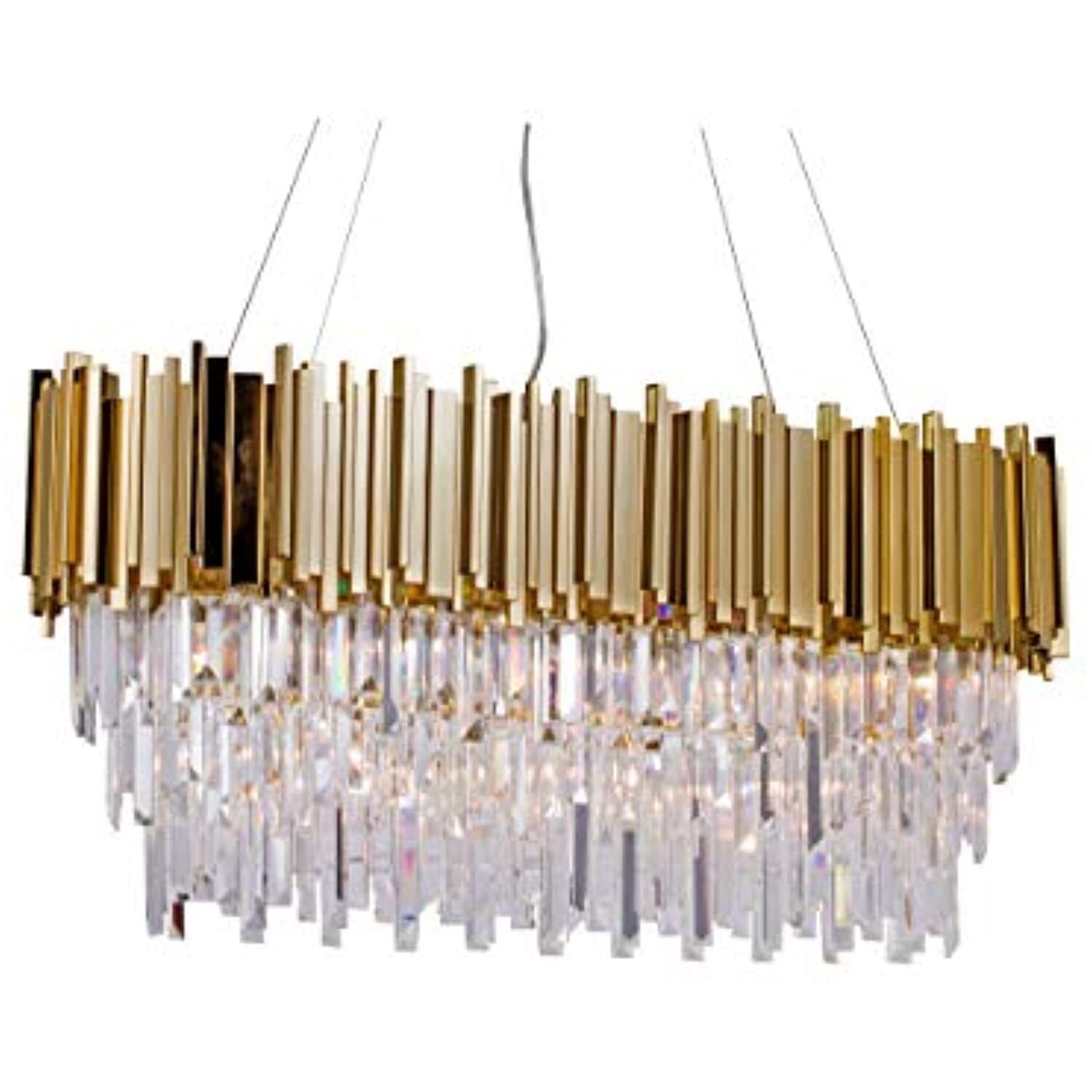 Gold and Crystal 10-Light Oval Chandelier