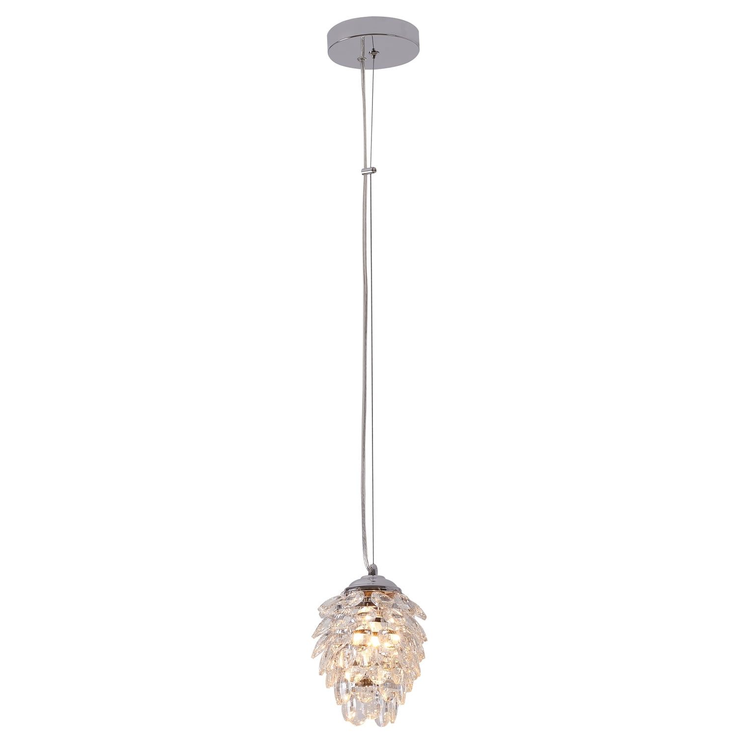 Pineapple-Shaped Crystal Pendant Light with Chrome Finish