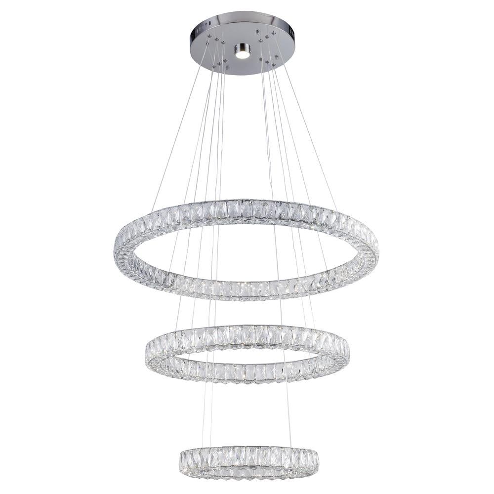 Triple Tier Chrome and Crystal LED Chandelier