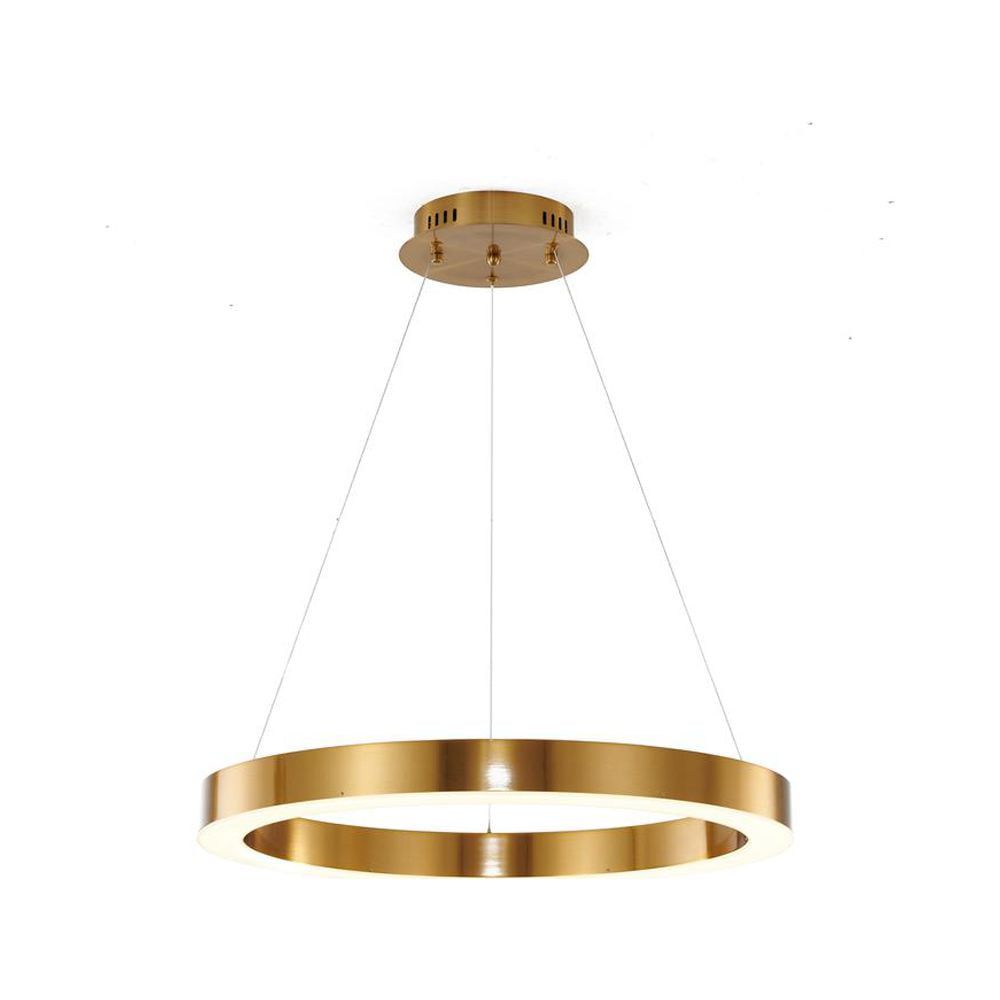 Halo Ring Gold Metal LED Chandelier with Integrated Bulbs