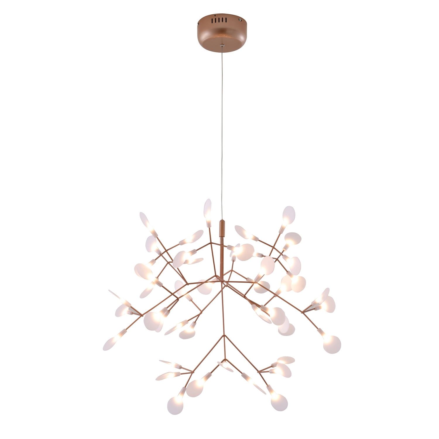 Matte Copper Metal & Acrylic LED Chandelier with Adjustable Cord