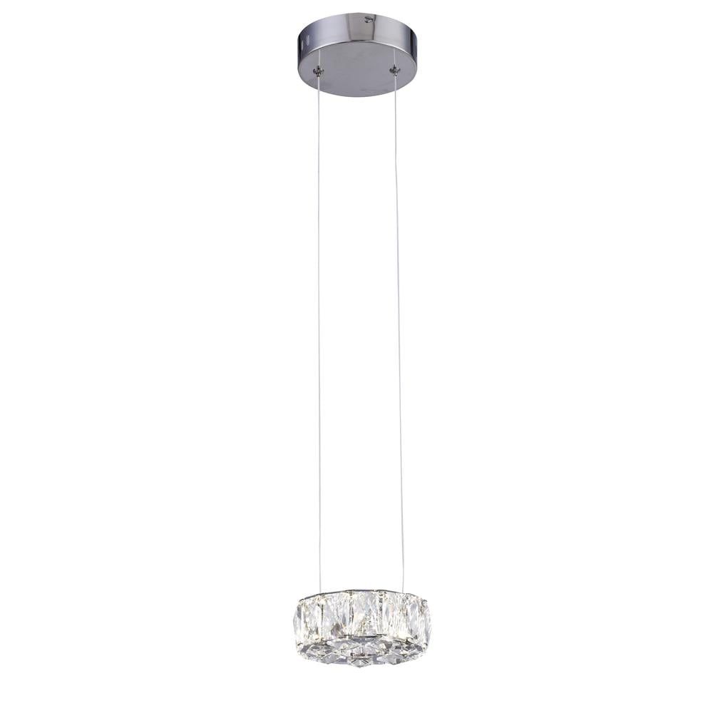 6" Chrome and Crystal LED Drum Pendant Light