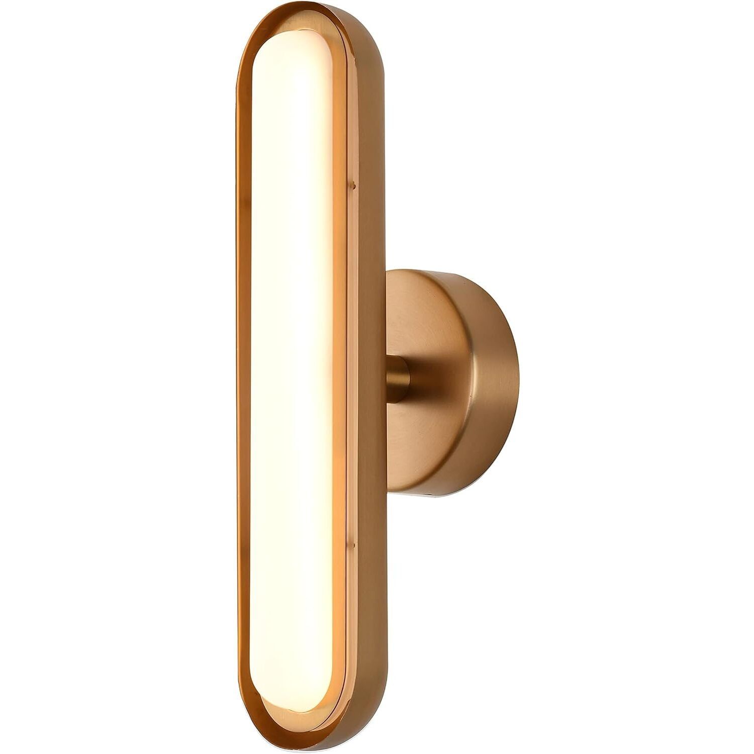 Elegant Brass Finish LED Wall Sconce with White Acrylic Shade