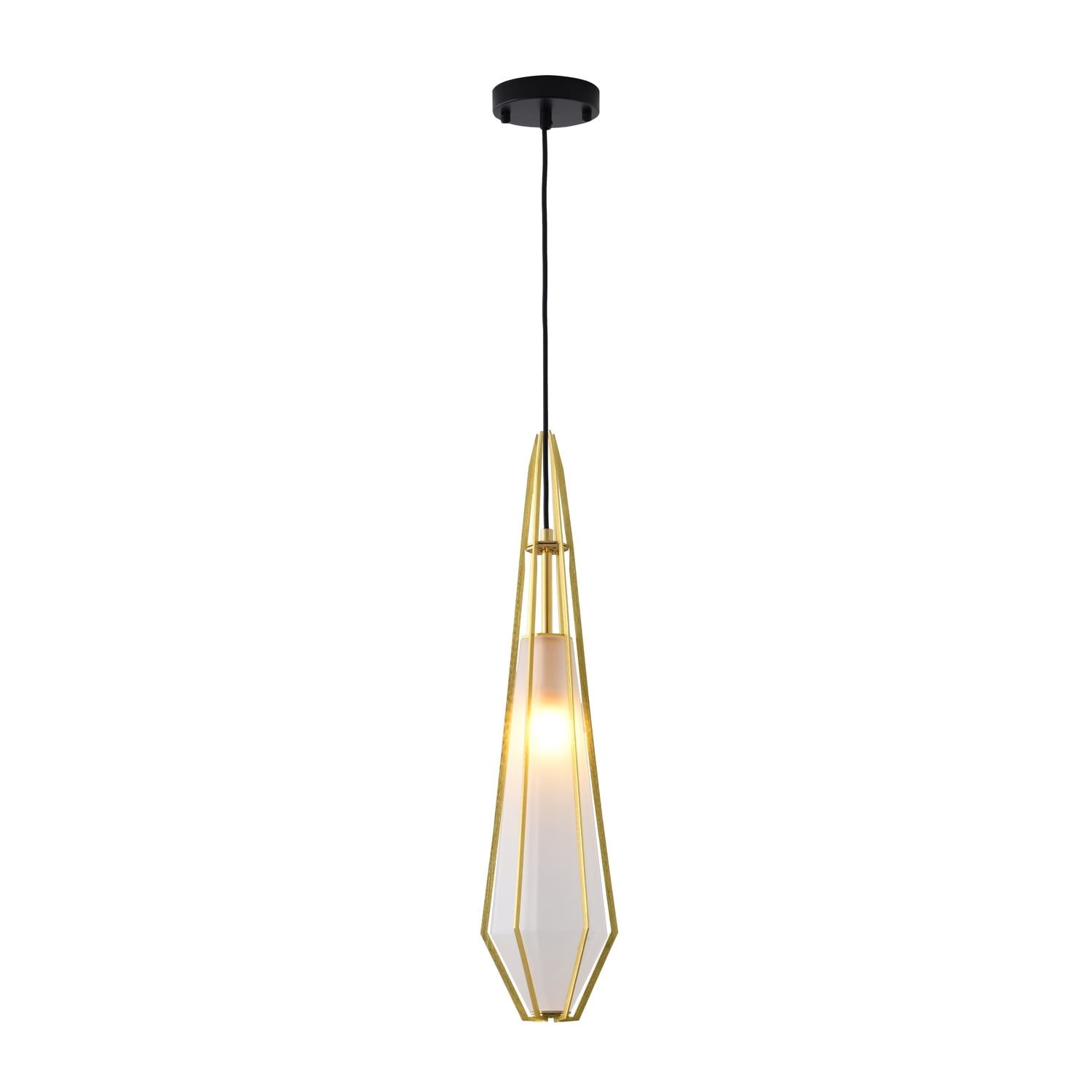 Elegant Gold Aluminum & Frosted Glass Pendant Light, 25"