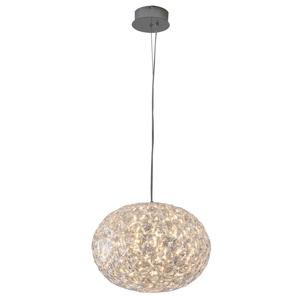 Elegant Chrome and Acrylic LED Pendant Light, 17.7"