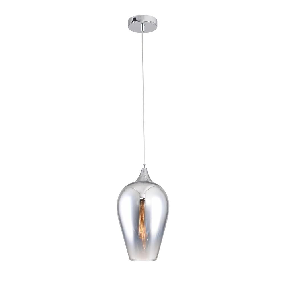 Chrome Finish Mini Single Pendant with Faded Glass Shade