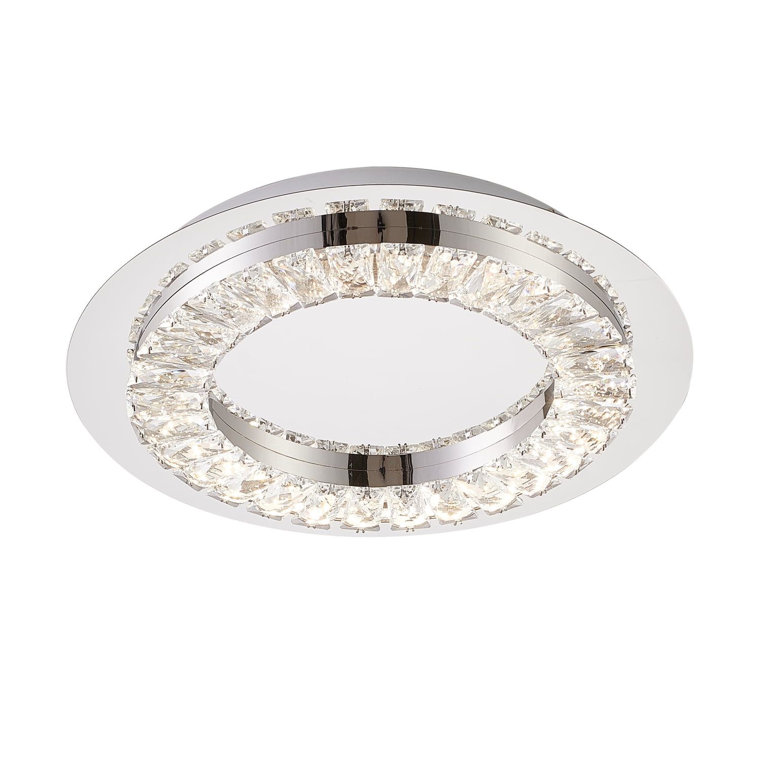 Sleek Chrome and Crystal 14.9" LED Flush Mount Ceiling Light