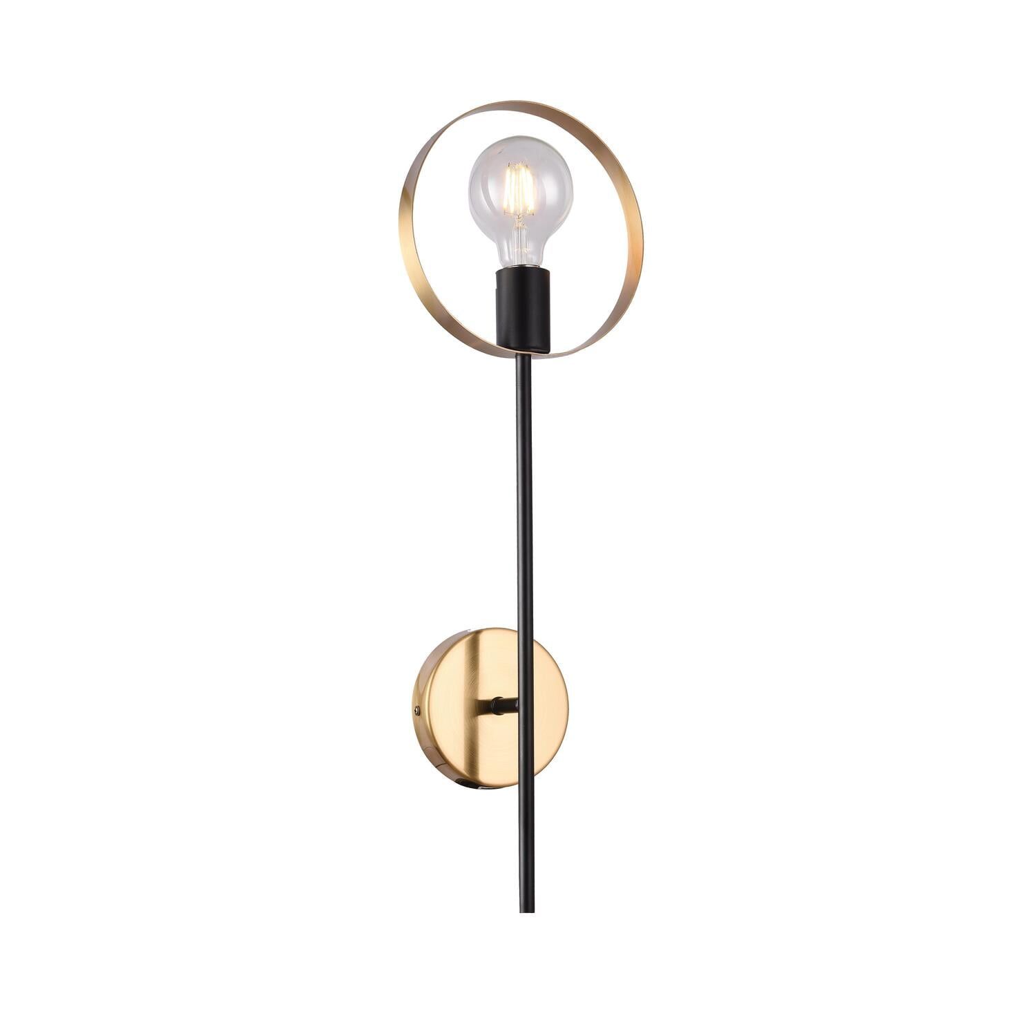 Bethel Black Iron & Brushed Brass Arm Wall Sconce